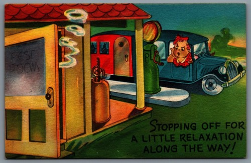 Postcard c1954 stopping off - c1954,