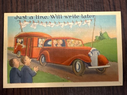 Comic linen postcard old red - linen,